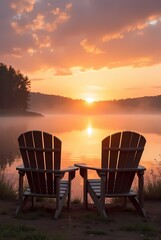 A tranquil tropical sunset paints the ocean view from the beach chairs