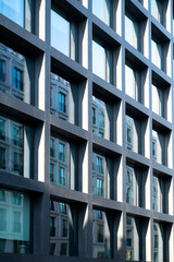 old and modern architecture - city geometry with reflections