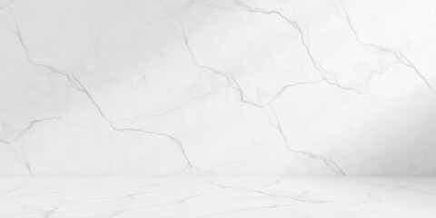 Naklejka premium Elegant White Marble Room Studio Background with Floor
