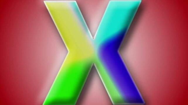 Energetic 3D rendering of letter 'X' with glossy surfaces and a vivid red gradient background, perfect for title animations.