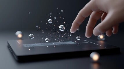 Abstract Technology Interaction with Digital Data Spheres technology abstract digital data science