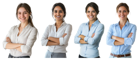 PNG Confident professional women smiling, element set on transparent background