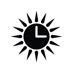 Obraz premium Flat Black Sun Clock Icon Isolated on White Background Conceptual Design