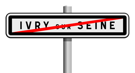Panneau sur poteau de sortie Ivry-sur-Seine, Val-de-Marne, Île-de-France