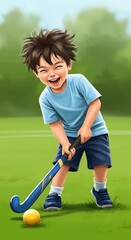 Obraz premium Joyful Field Hockey AI Generated