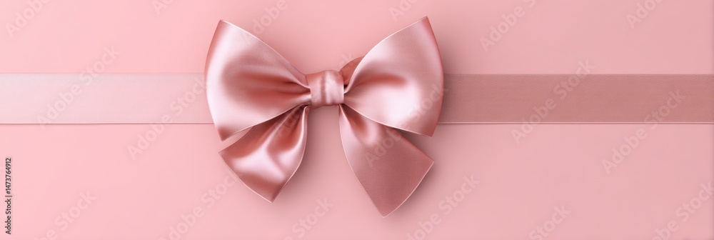 Poster Minimal Abstract Bow Ribbon Design on Soft Pink Background With Elegant Texture and Smooth Finish