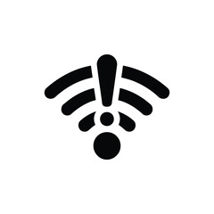 No Wifi Connection Icon, Isolated Wireless Network Symbol, Black on Transparent