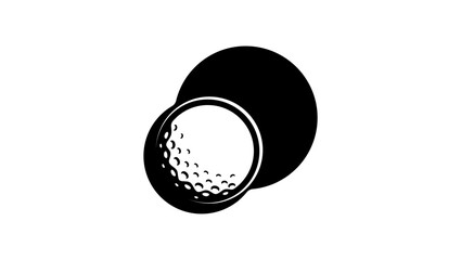 Golf ball falling into hole, top view, black isolated silhouette