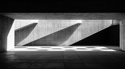 Geometric patterns of light and shadow play across the surface of a minimalist sculpture, their sharp lines and angles creating a sense of order and precision