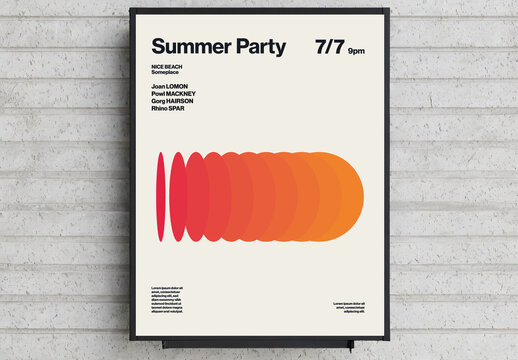 Summer Party Poster Template with Orange Steps Gradient