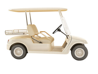 A modern white golf cart with a roof. transparent PNG