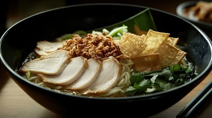 Bowl of savory chicken ramen