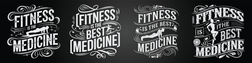 Blackboard Emblem Typography for Fitness Apparel Prints