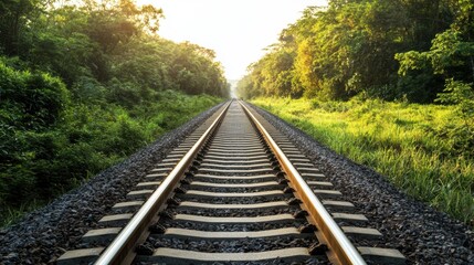 Obraz premium A railway track in a forest.