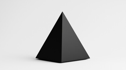 A 3D rendering of a black pyramid.