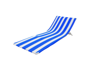 A soft beach towel with blue and white stripes, inspired by Greek island vibes.transparent PNG