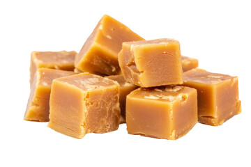 delicious caramel candies isolated on white background