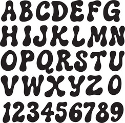 Hippy 60s Retro Wobbly  typography font lettering ABC cartoon vector text © squeebcreative