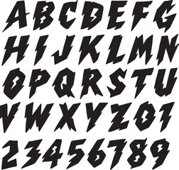 Lightning Thunder typography font lettering ABC cartoon vector text