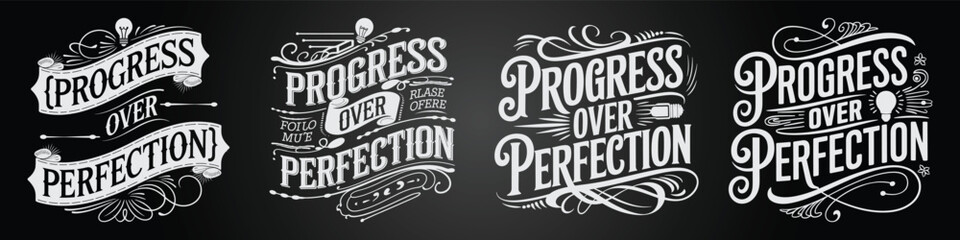 Obraz premium Retro Chalk Letter Design with Inspirational Gym Quotes