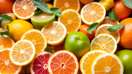 Fototapeta premium Zesty Citrus Fruit Medley Featuring a Variety of Flavors