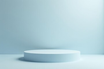 A Pale Blue Cylindrical Display Platform Against a Subtle Light Blue Background