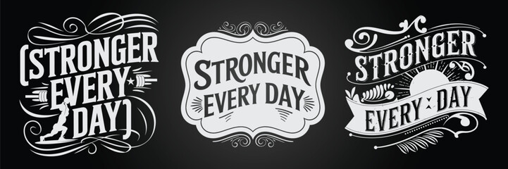 Chalkboard Typography Design with Motivational Fitness Elements