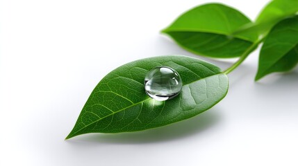 Water Drop on Leaves isolated on a white background
