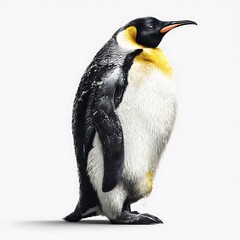 Fototapeta premium A single penguin standing on white ground