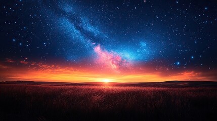 Obraz premium Indigo skies are filled with twinkling stars, creating a breathtaking panorama of the night sky that inspires awe and wonder about the vastness of the universe