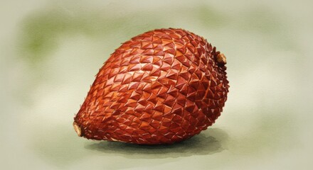 Closeup watercolor rendering of a salak fruit