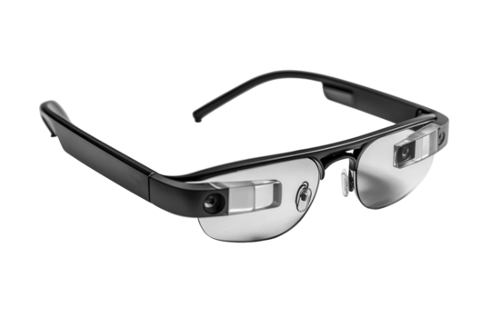 A pair of AR glasses with a futuristic design, perfect for outdoor adventures.