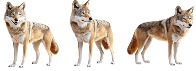 Set of Wolves Howling Isolated PNG on White or Transparent Background