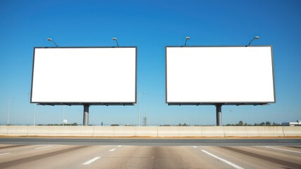 Obraz premium Blank highway billboards on a sunny day, perfect for advertising your message to a large audience