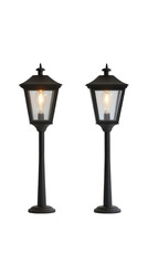 Elegant garden lights with solar panels, perfect for summer evenings.