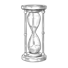 vintage hourglass vector line art hand drawn illustration