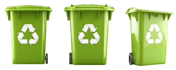 Set of Eco Green Recycle Bin Isolated on Transparent Background
