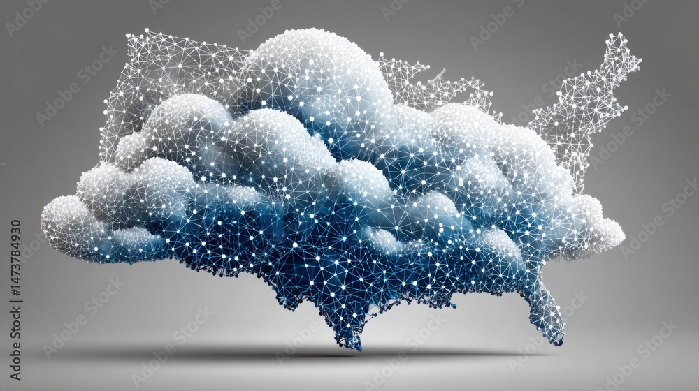 Poster cloud displaying a network of stars representing governance concepts and remote access in a digital 