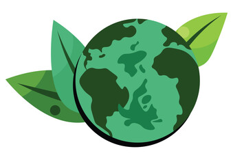 Cartoon planet Earth 3d vector icon on white background. Earth day or environment conservation concept. Save green planet concept.