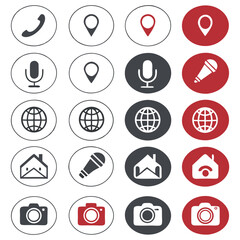 Modern Flat Web Icons Email, Wi-Fi, Mobile & Security Symbols