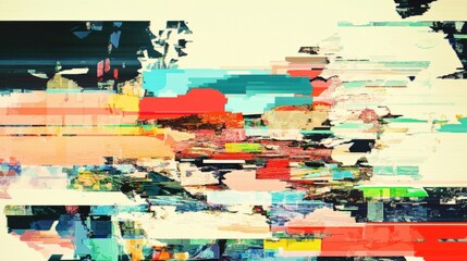 Fototapeta premium Abstract Digital Art with Glitch Effect in Vibrant Colors and Distorted Shapes