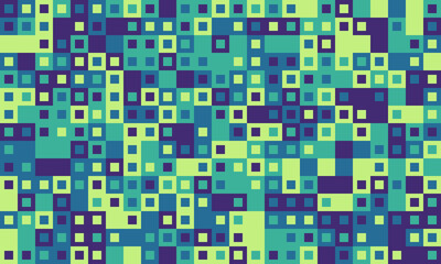Abstract pixel art background.  Vibrant teal, green, and purple squares create a dynamic, textured pattern perfect for websites, presentations, or digital art projects.