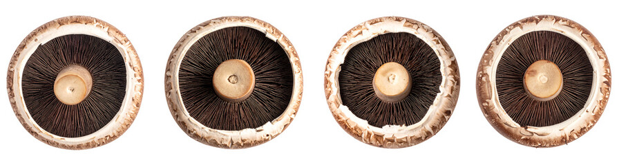 Four portobello mushroom, PNG set Transparent background
