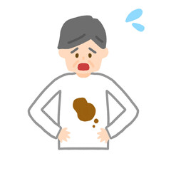 洋服を汚してしまったおじいさんのイラスト