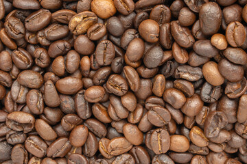 Fresh premium roasted brown Arabica coffee beans background