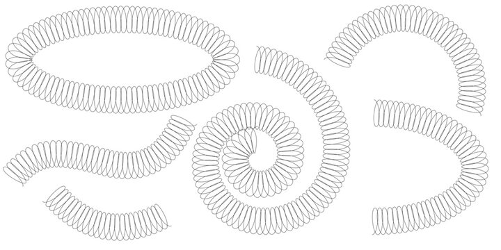 Spring spiral coil icon set with elegant line art perfect for modern design projects seasonal decorations minimal illustrations and creative visual elements for web or print