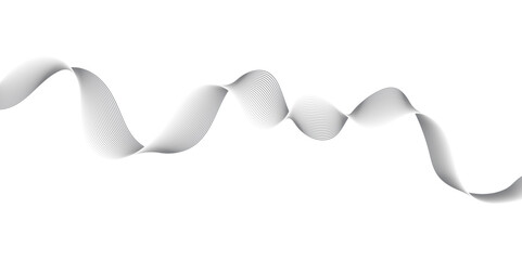 Abstract dark grey and white  lines of gradient waves  on white background and technology curve lines background. Dynamic sound waves. Web, banner, app, wallpaper. Design elements.  Vector Illustratio