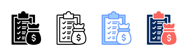 Budget icon sheet multiple style collection