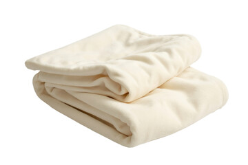 folded beige blanket on white background