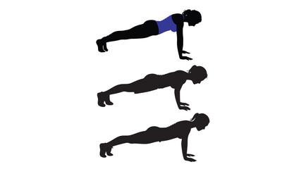 Set of push up Pose silhouette